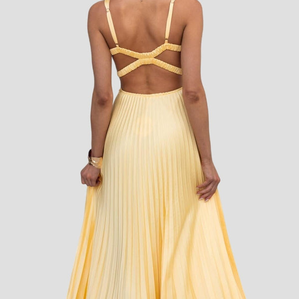 אניקה – שמלת מקסי צהובה עם קפלים