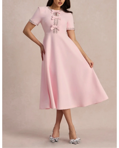 רפאלה™ | שמלה בגזרת א עם קשתות וחרוזים