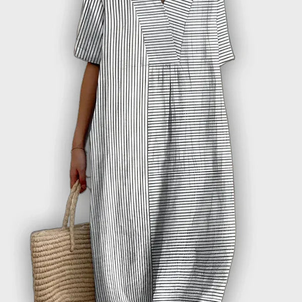 שמלת גיאומטרית עם סילואט זורם