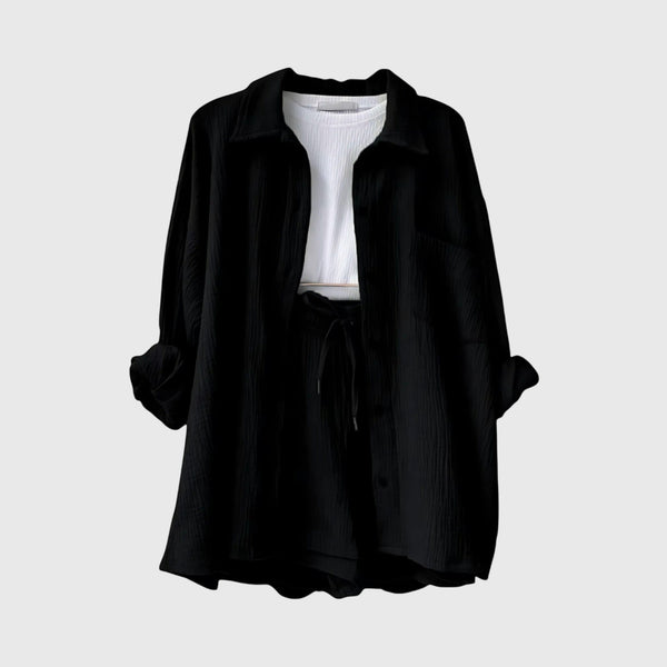 סט בד קיץ עם חולצה ומכנסיים קצרים