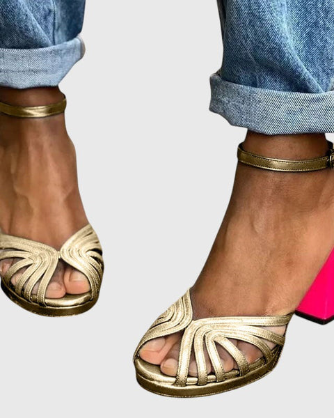 אלגרה - סנדלים קלאסיים עם רצועת זהב