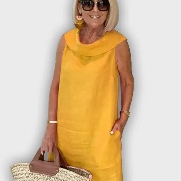 שמלות אתוי ללא שרוולים עם צווארון עגול