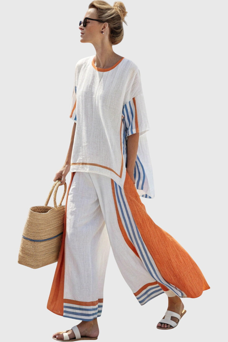 סט אתני עם פסים אנכיים וסילואטה רחבה