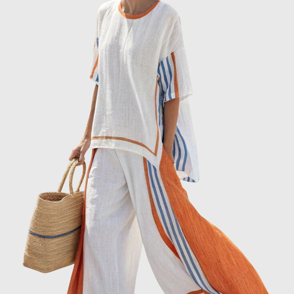 סט אתני עם פסים אנכיים וסילואטה רחבה