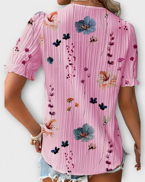 חולצת אמילי עם צווארון V בגזרה רפויה ואלגנטית