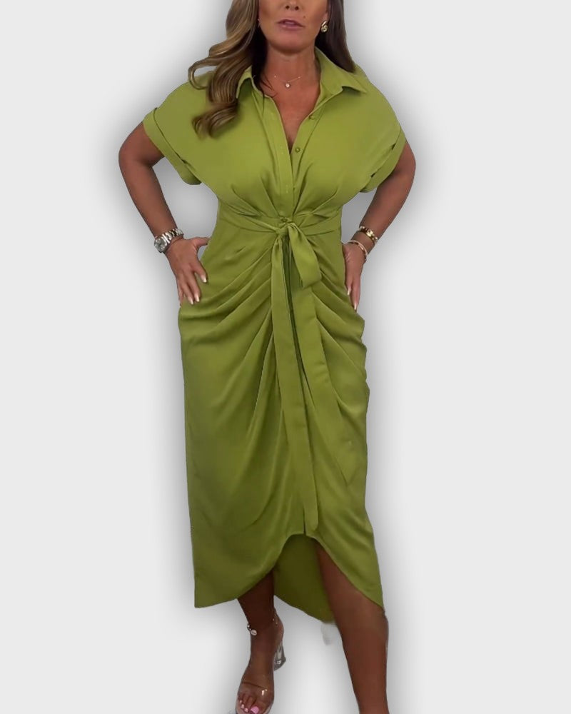 שמלת קתרין אלגנטית עם קו מותן מקופל