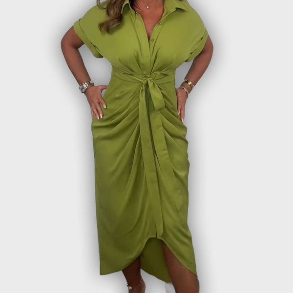 שמלת קתרין אלגנטית עם קו מותן מקופל