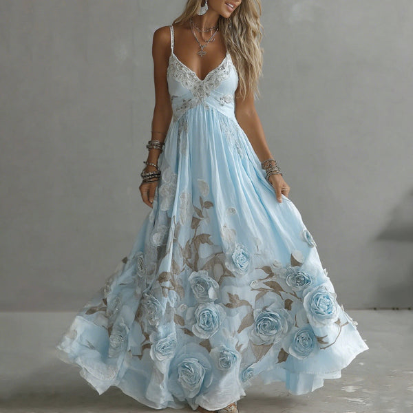 Adeluna - שמלת מקסי עם ורד וינטג' ורקמה