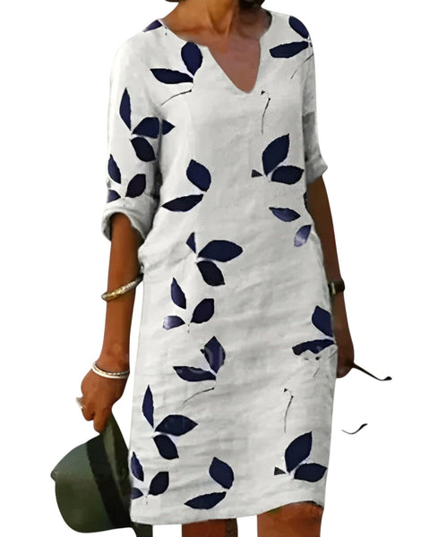 מלנדה™ | שמלת זרימה עם הדפס עלים