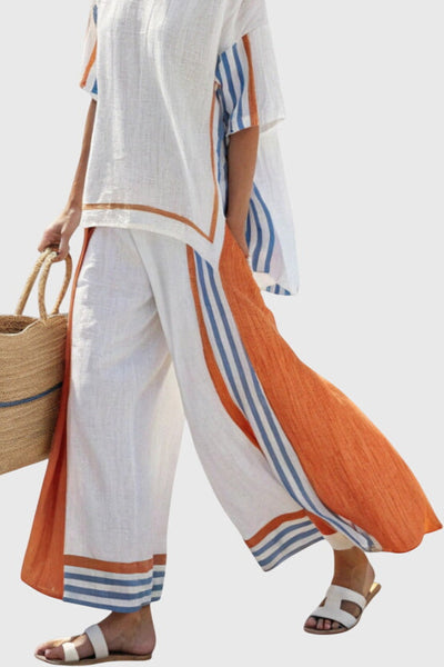 סט אתני עם פסים אנכיים וסילואטה רחבה