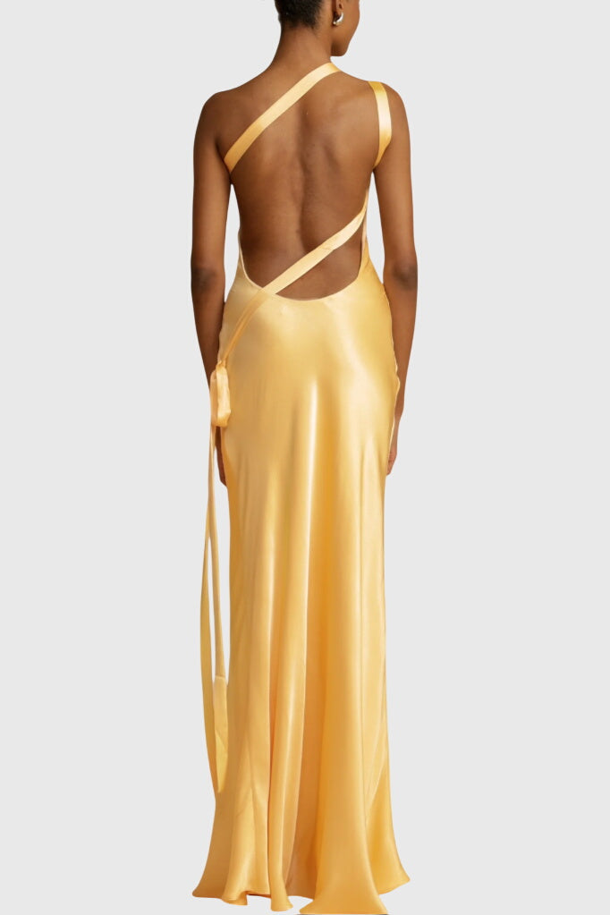 שמלות מקסי עם רצועות אלכסוניות וגב חשוף