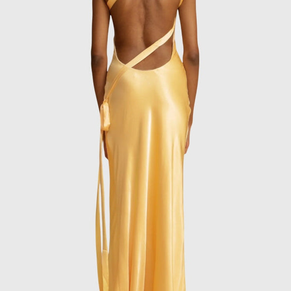 שמלות מקסי עם רצועות אלכסוניות וגב חשוף