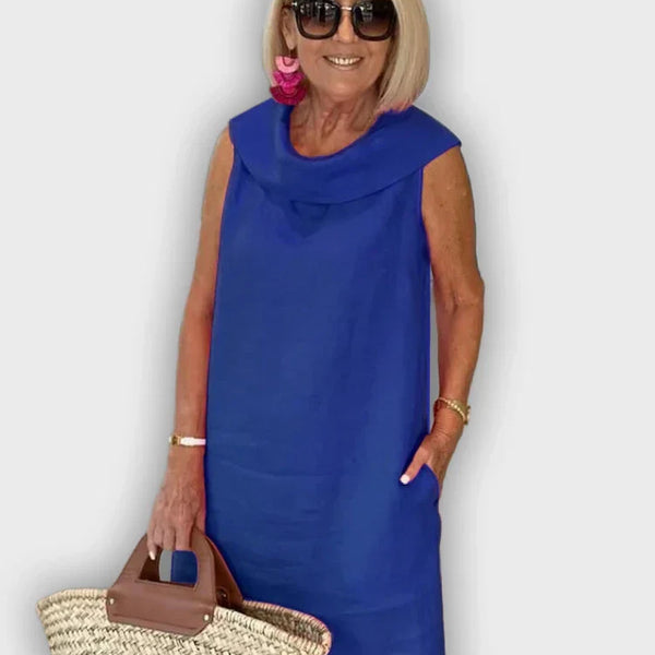 שמלות אתוי ללא שרוולים עם צווארון עגול
