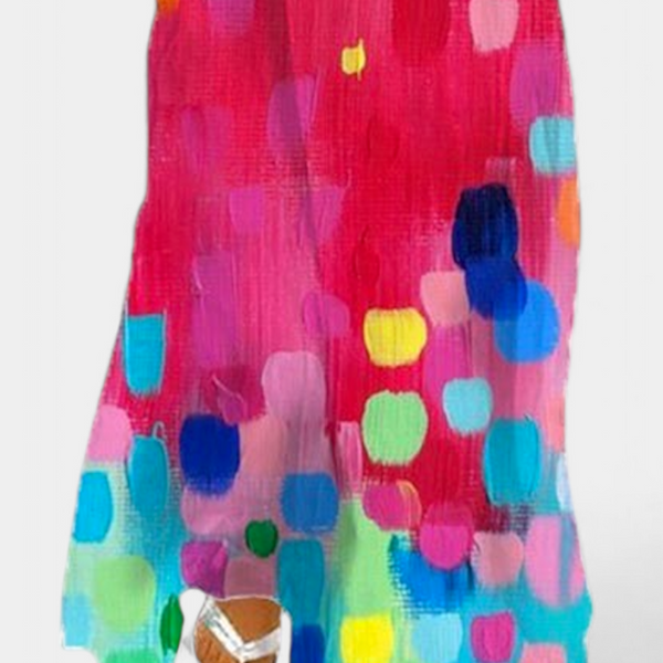 שמלת אננה צבעונית ללא שרוולים עם מחשוף בצורת V