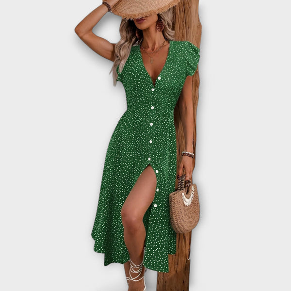 שמלת מידי אלגנטית עם נקודות פולקה