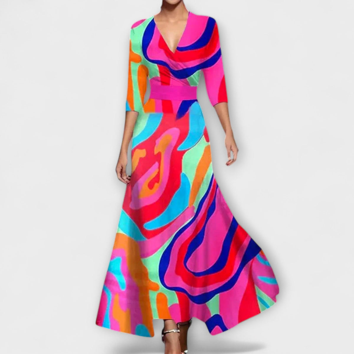 שמלת נשים אלגנטית עם שרוולים אופנתיים