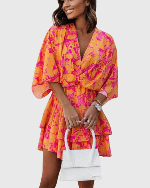 שמלת אליזה מיני עם קשר קדמי ופרטים