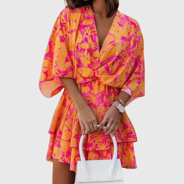 שמלת אליזה מיני עם קשר קדמי ופרטים