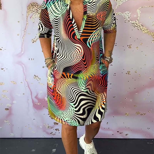 Diane - שמלה צבעונית עם מחשוף