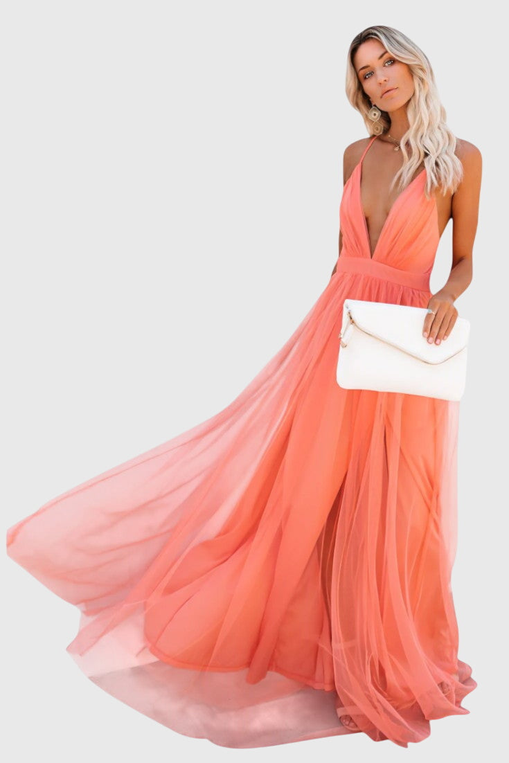 שמלת מקסי טול ללא שרוולים