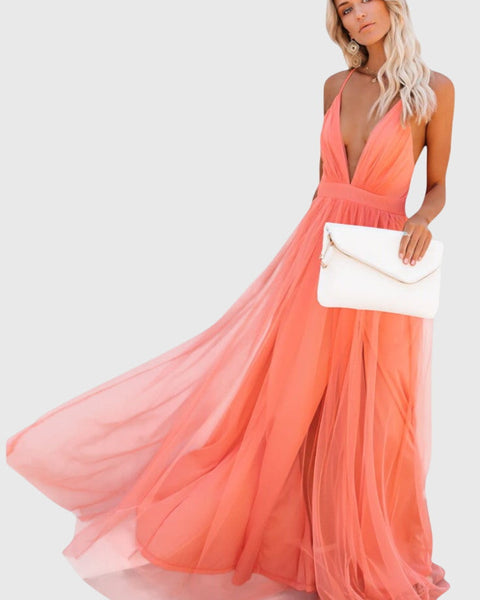 שמלת מקסי טול ללא שרוולים