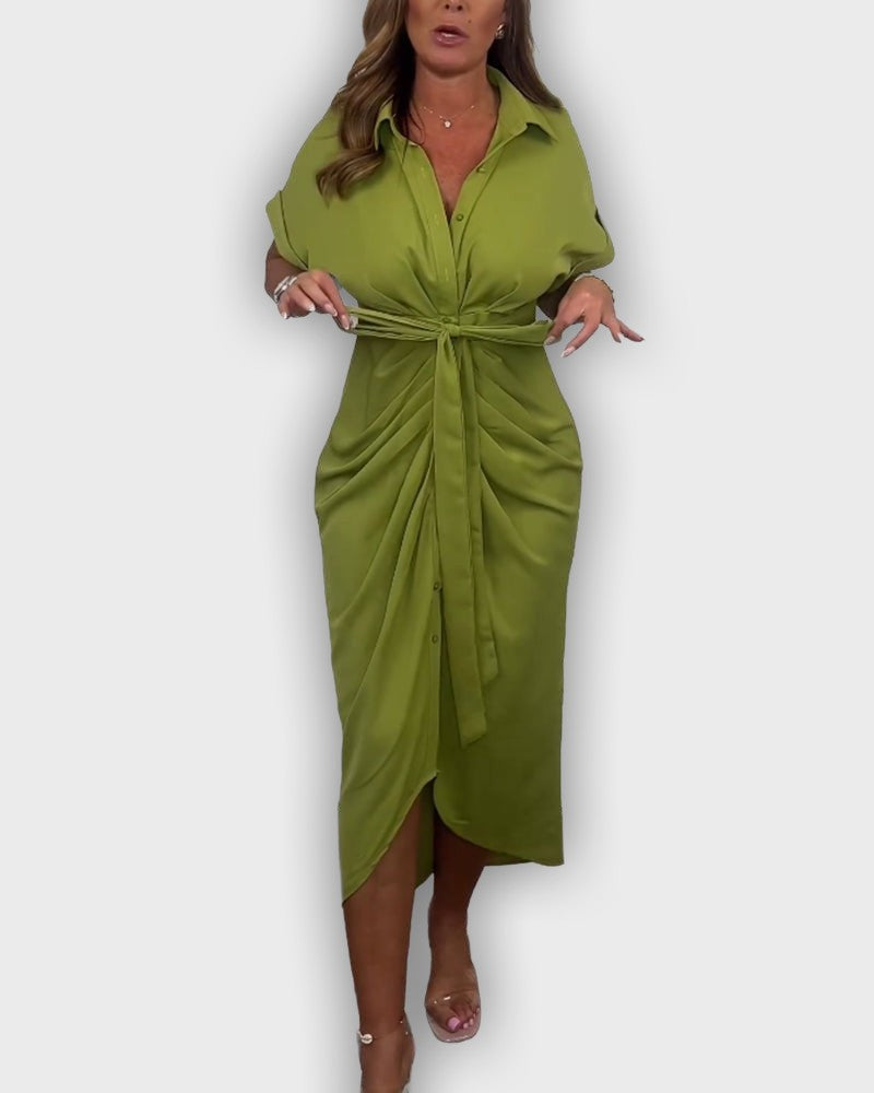 שמלת קתרין אלגנטית עם קו מותן מקופל