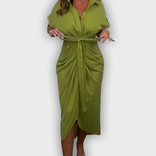 שמלת קתרין אלגנטית עם קו מותן מקופל