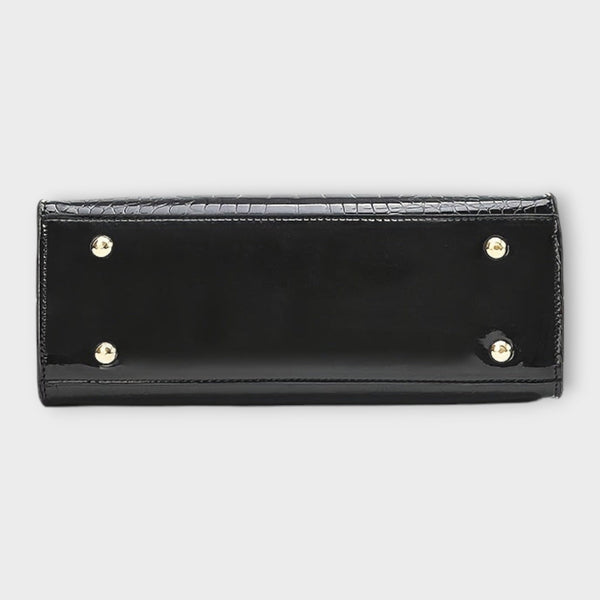 תיק יד מבריק בדוגמת עור תנין של לורה