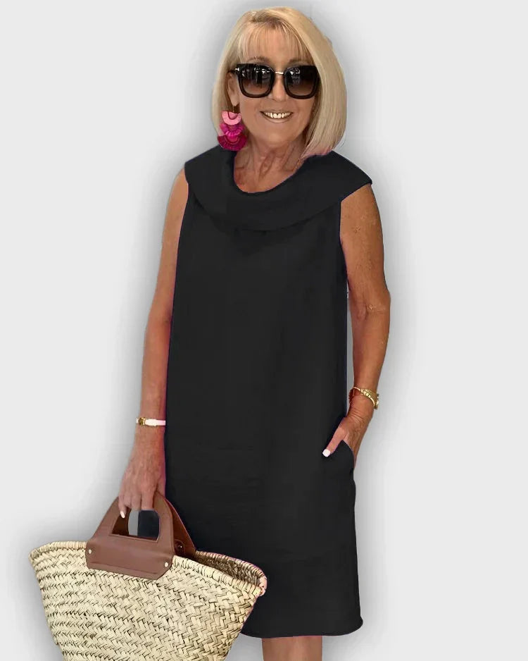 שמלות אתוי ללא שרוולים עם צווארון עגול