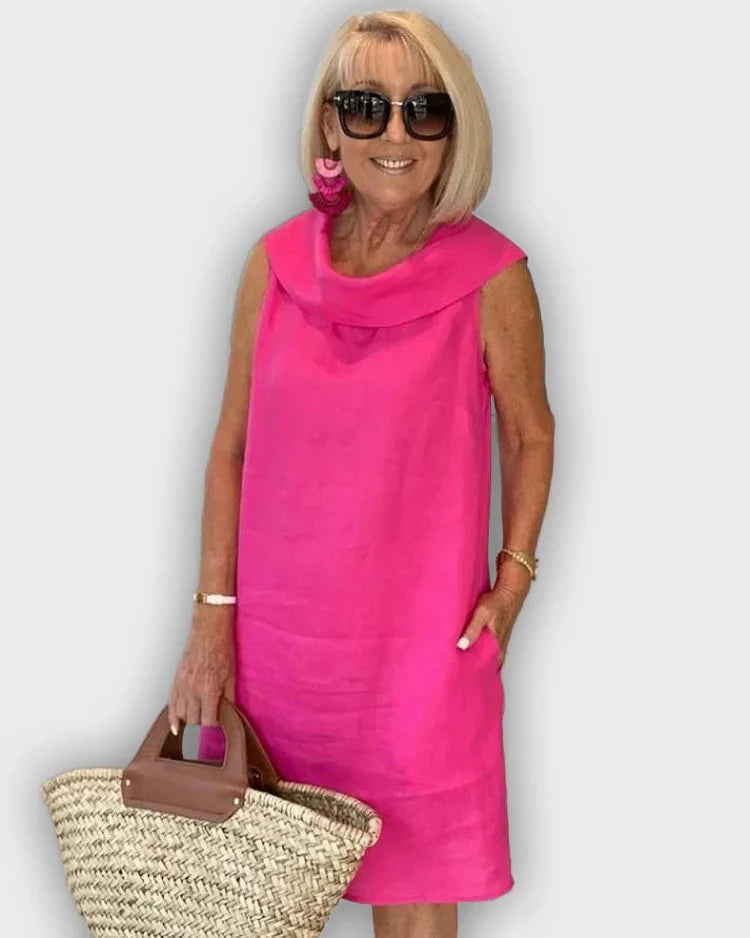 שמלות אתוי ללא שרוולים עם צווארון עגול