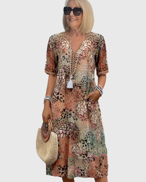 ג'ינה - שמלת מידי צבעונית