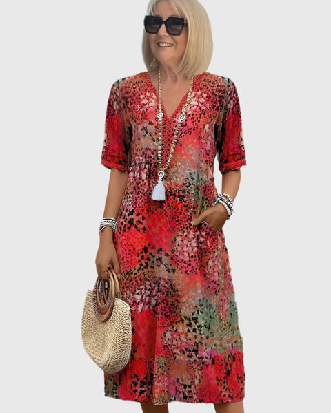 ג'ינה - שמלת מידי צבעונית