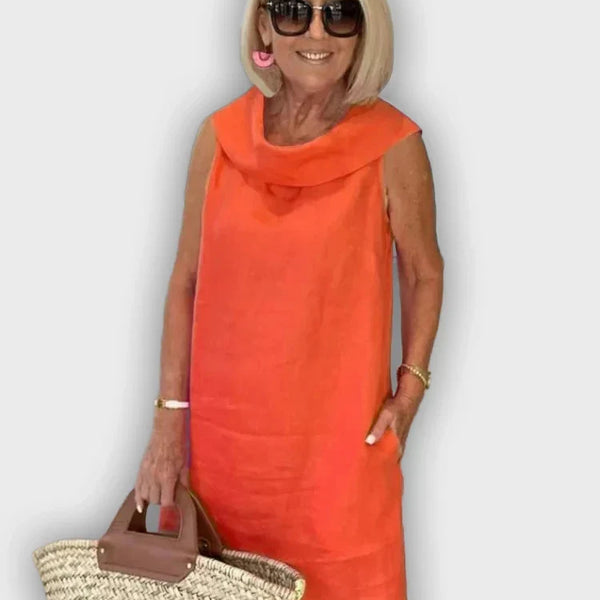 שמלות אתוי ללא שרוולים עם צווארון עגול