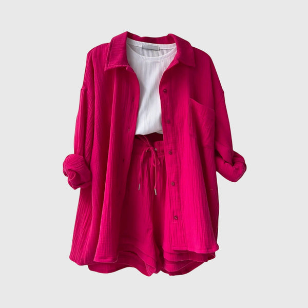 סט בד קיץ עם חולצה ומכנסיים קצרים