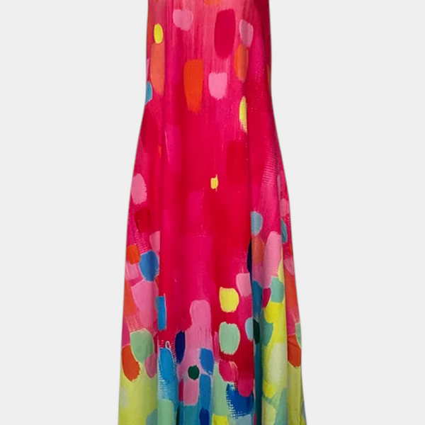 שמלת אננה צבעונית ללא שרוולים עם מחשוף בצורת V