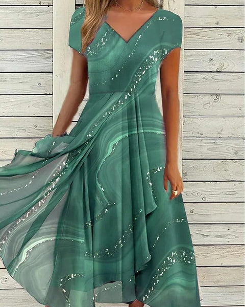 Ayana - שמלת מידי עם מפתח V