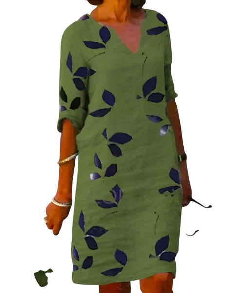 מלנדה™ | שמלת זרימה עם הדפס עלים