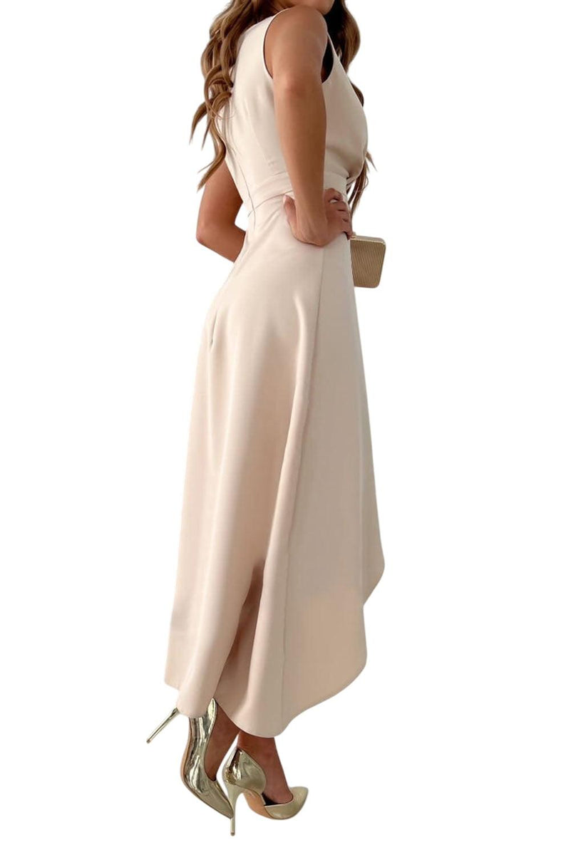 רמיה - שמלת מידי עם צווארון V וחריץ