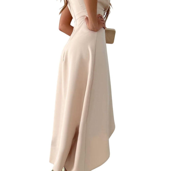 רמיה - שמלת מידי עם צווארון V וחריץ