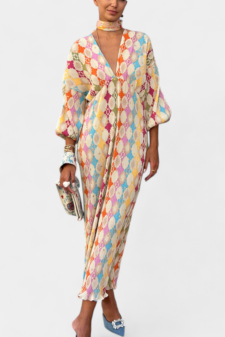 סמלת מקסי שאניס עם הדפס גיאומטרי