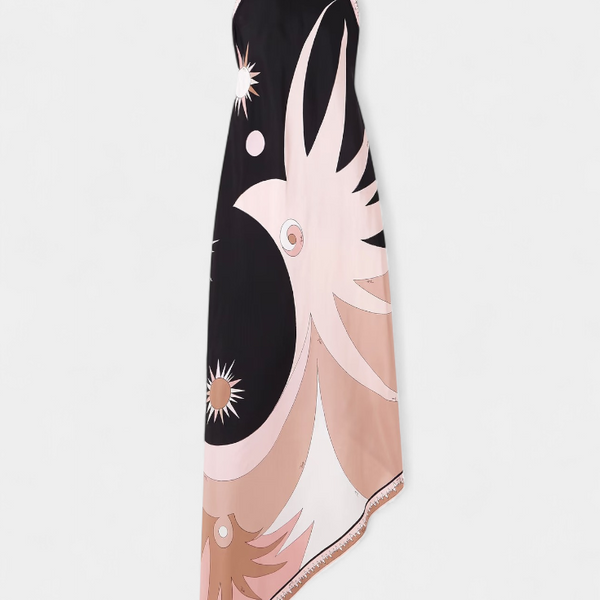 סמלת רוזנדה עם גב פתוח ודפוס אבסטרקטי