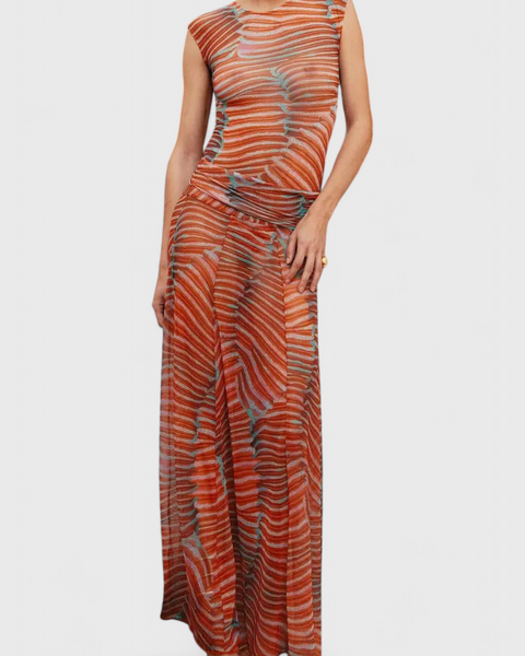 סט רטרו של סילבינה עם הדפס גל וקו זורם