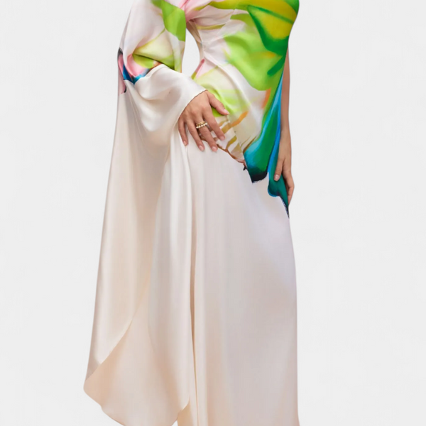 שמלות בראיל באורך אסימטרי עם שרוול אחד ודוגמא