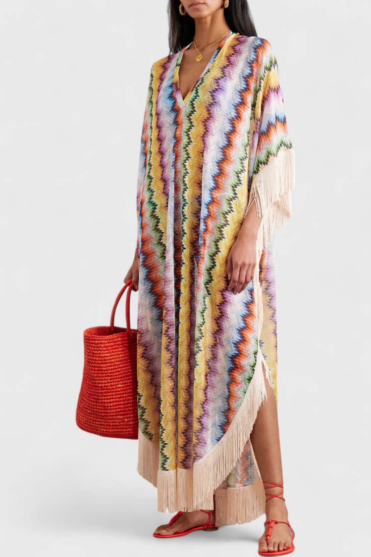 קאפטאן אימלדה סרוג עם פייטים דקורטיביים וחיתוך רחב