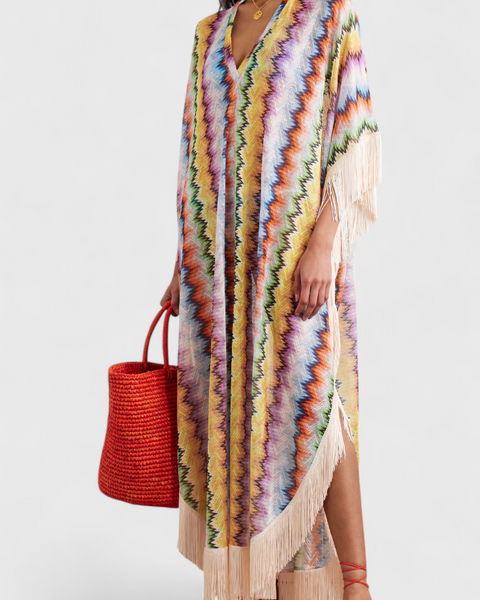 קאפטאן אימלדה סרוג עם פייטים דקורטיביים וחיתוך רחב