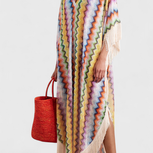 קאפטאן אימלדה סרוג עם פייטים דקורטיביים וחיתוך רחב