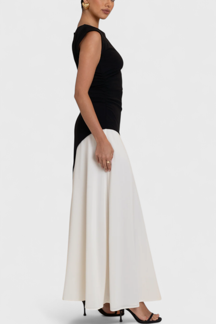 מלורי שמלת מידי דו-גוונית עם גזרה ישרה וסילואטה מוגדרת