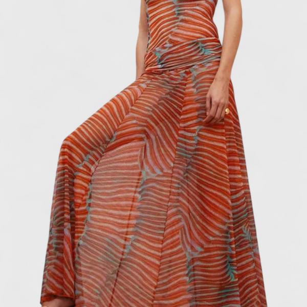 סט רטרו של סילבינה עם הדפס גל וקו זורם