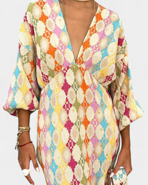 סמלת מקסי שאניס עם הדפס גיאומטרי