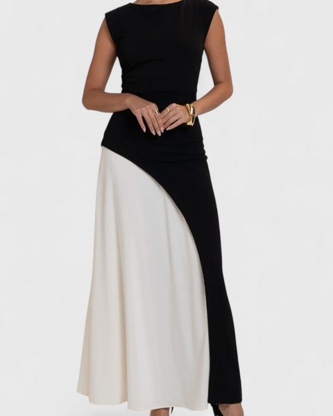 מלורי שמלת מידי דו-גוונית עם גזרה ישרה וסילואטה מוגדרת